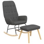 vidaXL Scaun balansoar cu taburet, gri închis, textil vidaXL Scaun balansoar cu taburet, gri închis, textil