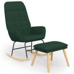 vidaXL Scaun balansoar cu taburet, verde închis, textil vidaXL Scaun balansoar cu taburet, verde închis, textil