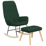 vidaXL Scaun balansoar cu taburet, verde închis, textil vidaXL Scaun balansoar cu taburet, verde închis, textil