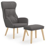 vidaXL Scaun de relaxare cu taburet, gri deschis, textil vidaXL Scaun de relaxare cu taburet, gri deschis, textil