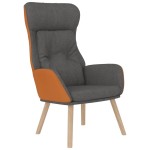 vidaXL Scaun de relaxare cu taburet gri închis piele ecologică/textil vidaXL Scaun de relaxare cu taburet gri închis piele ecologică/textil