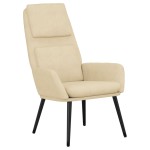 vidaXL Scaun de relaxare cu taburet, crem, textil vidaXL Scaun de relaxare cu taburet, crem, textil