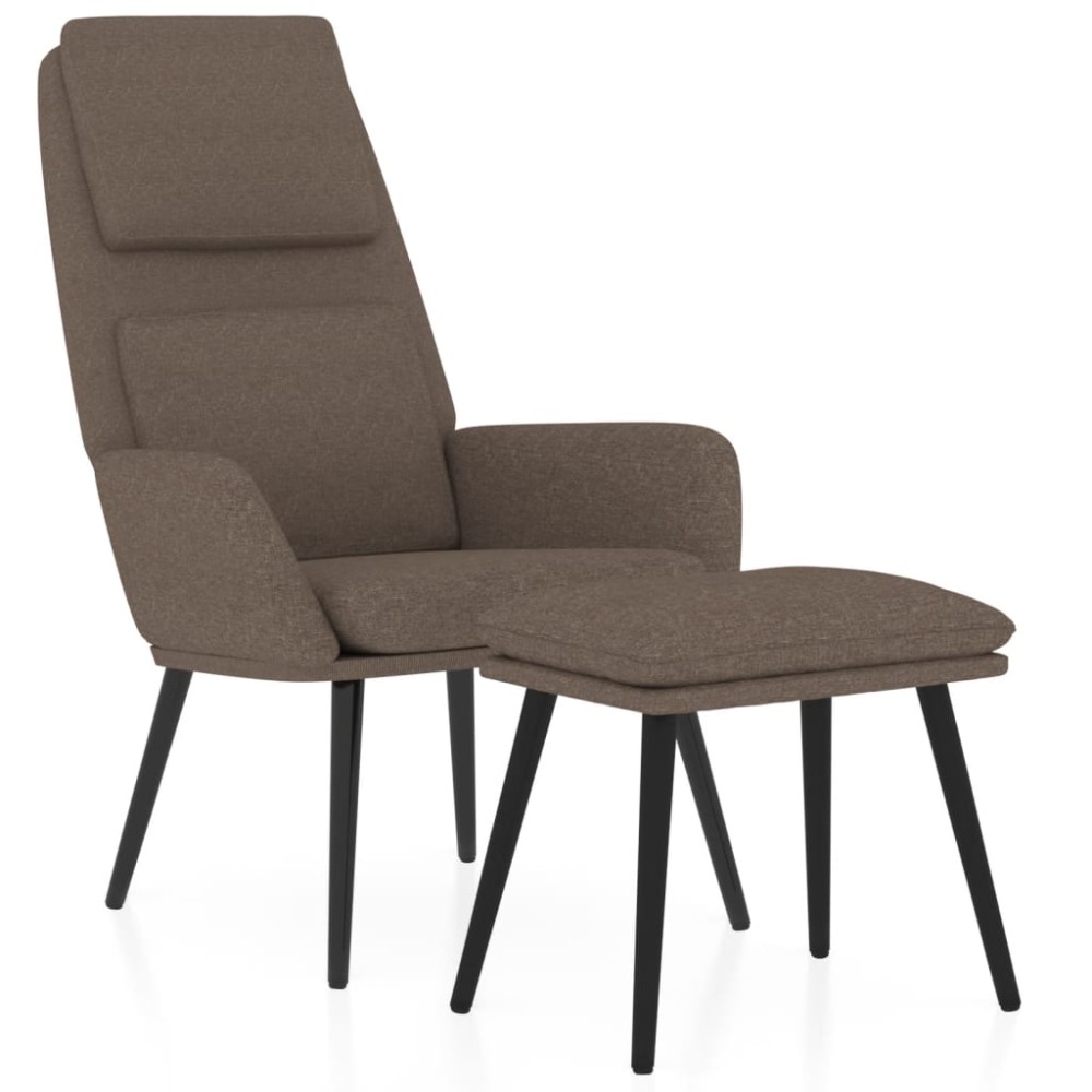 vidaXL Scaun de relaxare cu taburet, gri taupe, textil