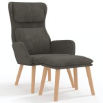 vidaXL Scaun de relaxare cu taburet, gri închis, catifea vidaXL Scaun de relaxare cu taburet, gri închis, catifea