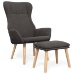 vidaXL Scaun de relaxare cu taburet, gri deschis, textil vidaXL Scaun de relaxare cu taburet, gri deschis, textil