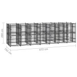 vidaXL Padoc pentru câini de exterior, 12,9 m², oțel