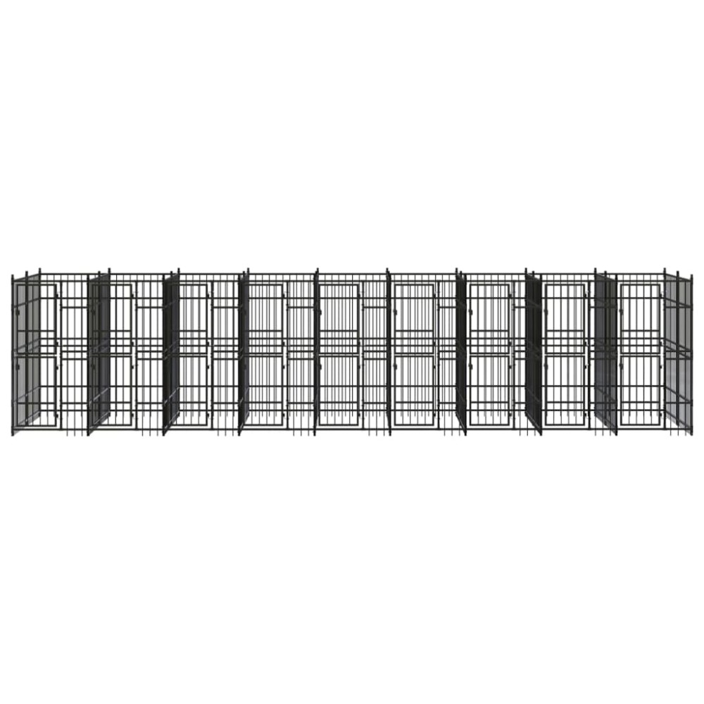 vidaXL Padoc pentru câini de exterior, 16,59 m², oțel
