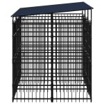 vidaXL Padoc pentru câini de exterior cu acoperiș, 5,53 m², oțel vidaXL Padoc pentru câini de exterior cu acoperiș, 5,53 m², oțel
