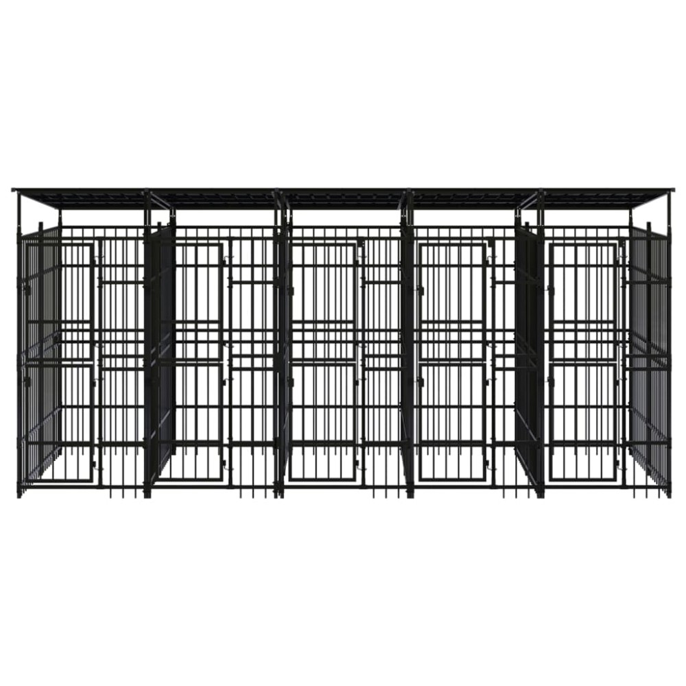 vidaXL Padoc pentru câini de exterior cu acoperiș, 9,22 m², oțel