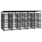 vidaXL Padoc pentru câini de exterior cu acoperiș, 9,22 m², oțel vidaXL Padoc pentru câini de exterior cu acoperiș, 9,22 m², oțel