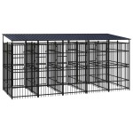 vidaXL Padoc pentru câini de exterior cu acoperiș, 9,22 m², oțel vidaXL Padoc pentru câini de exterior cu acoperiș, 9,22 m², oțel