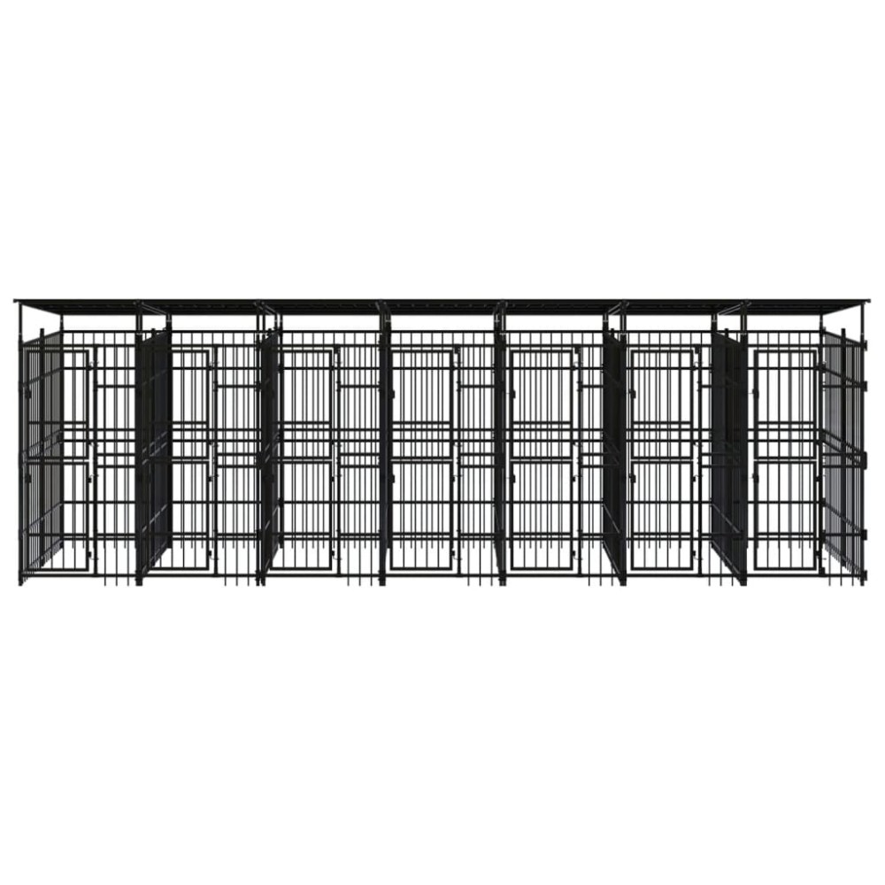 vidaXL Padoc pentru câini de exterior cu acoperiș, 12,9 m², oțel