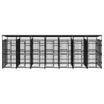 vidaXL Padoc pentru câini de exterior cu acoperiș, 12,9 m², oțel