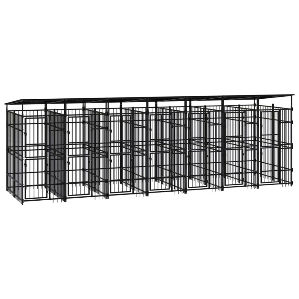 vidaXL Padoc pentru câini de exterior cu acoperiș, 12,9 m², oțel