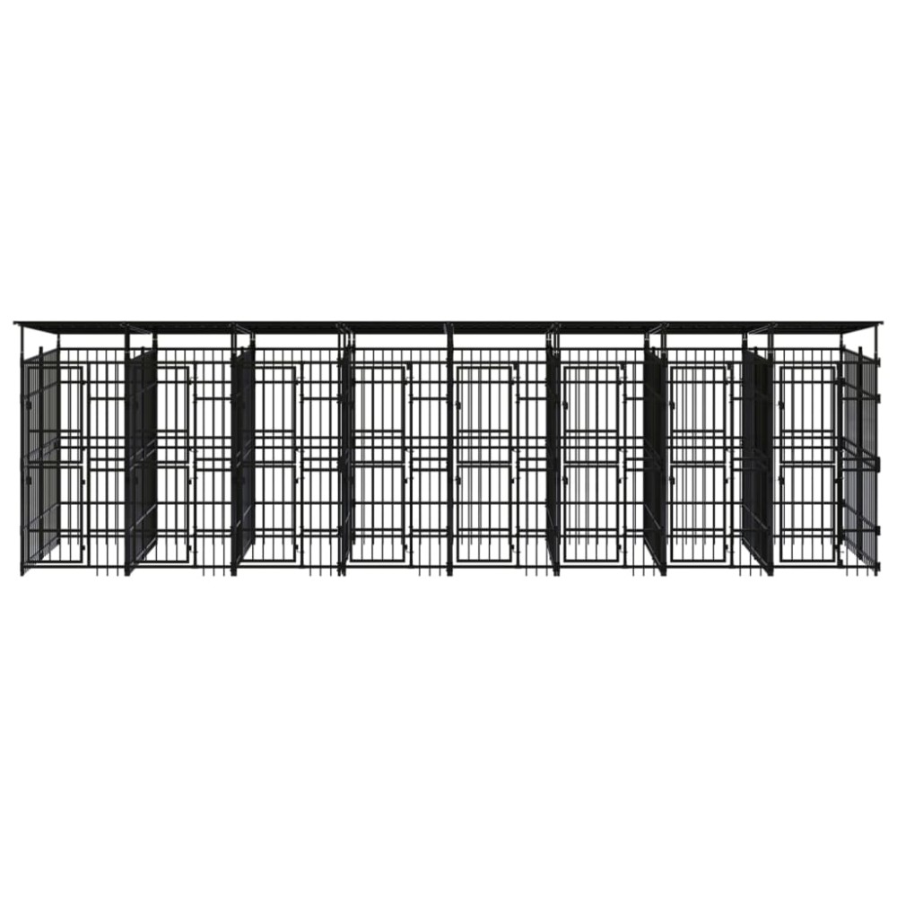 vidaXL Padoc pentru câini de exterior cu acoperiș, 14,75 m², oțel