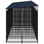 vidaXL Padoc pentru câini de exterior cu acoperiș, 14,75 m², oțel