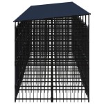 vidaXL Padoc pentru câini de exterior cu acoperiș, 16,59 m², oțel