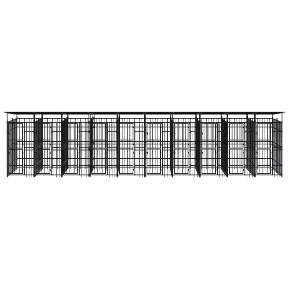 vidaXL Padoc pentru câini de exterior cu acoperiș, 18,43 m², oțel