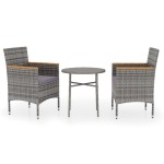 vidaXL Set mobilier de grădină, 3 piese, gri, poliratan vidaXL Set mobilier de grădină, 3 piese, gri, poliratan