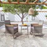 vidaXL Set mobilier de grădină, 3 piese, gri, poliratan vidaXL Set mobilier de grădină, 3 piese, gri, poliratan
