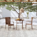 vidaXL Set mobilier de grădină, 3 piese, maro, poliratan vidaXL Set mobilier de grădină, 3 piese, maro, poliratan