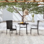 vidaXL Set mobilier de grădină, 3 piese, negru, poliratan vidaXL Set mobilier de grădină, 3 piese, negru, poliratan