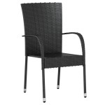vidaXL Set mobilier de grădină, 3 piese, negru, poliratan vidaXL Set mobilier de grădină, 3 piese, negru, poliratan