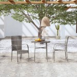 vidaXL Set mobilier de grădină, 3 piese, gri, poliratan vidaXL Set mobilier de grădină, 3 piese, gri, poliratan