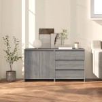 vidaXL Servantă, 2 piese, sonoma gri, lemn prelucrat vidaXL Servantă, 2 piese, sonoma gri, lemn prelucrat