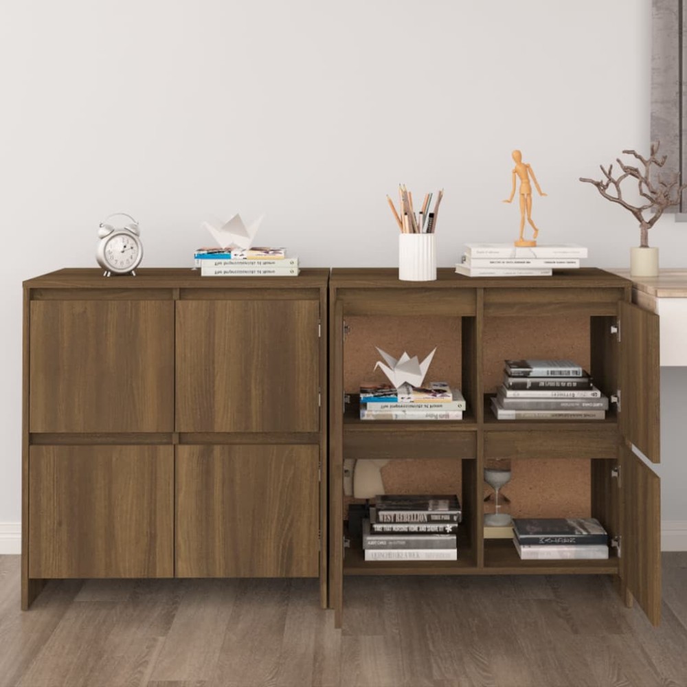vidaXL Servante, 2 buc., stejar maro, 70x41x75 cm, lemn prelucrat