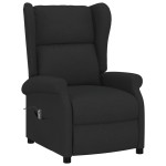 vidaXL Fotoliu rabatabil cu spătar aripi, negru, textil