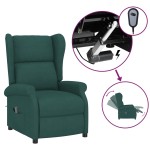 vidaXL Fotoliu rabatabil electric cu spătar aripi, verde închis,textil
