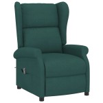 vidaXL Fotoliu rabatabil electric cu spătar aripi, verde închis,textil