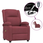 vidaXL Fotoliu de masaj electric rabatabil, roșu vin, textil vidaXL Fotoliu de masaj electric rabatabil, roșu vin, textil