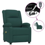 vidaXL Fotoliu de masaj electric, verde închis, material textil vidaXL Fotoliu de masaj electric, verde închis, material textil