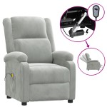 vidaXL Fotoliu de masaj electric, gri deschis, catifea vidaXL Fotoliu de masaj electric, gri deschis, catifea