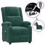 vidaXL Fotoliu de masaj electric, verde închis, catifea vidaXL Fotoliu de masaj electric, verde închis, catifea
