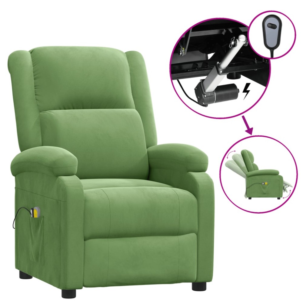 vidaXL Fotoliu de masaj electric, verde deschis, catifea