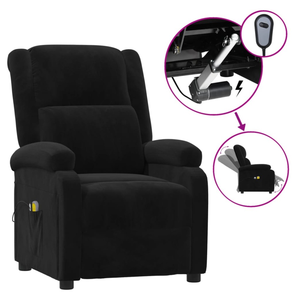 vidaXL Fotoliu de masaj electric, negru, catifea