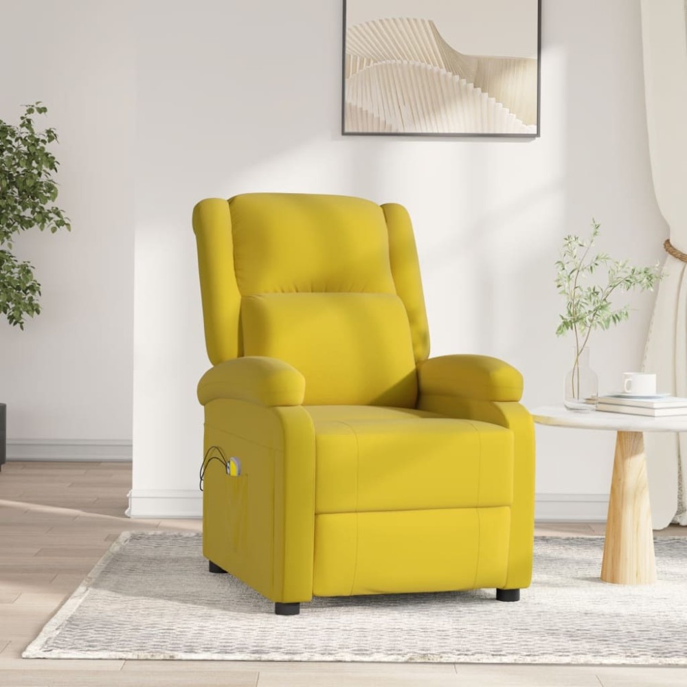 vidaXL Fotoliu de masaj electric, galben, catifea