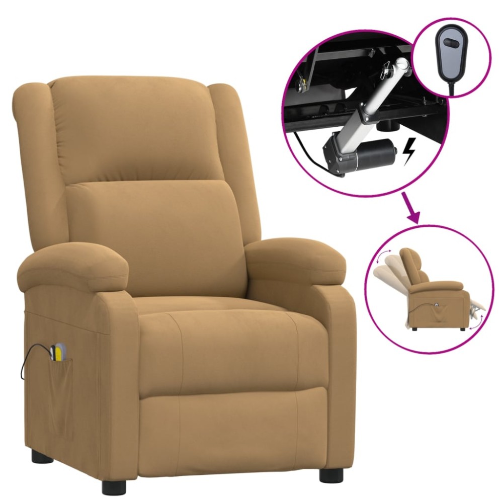 vidaXL Fotoliu de masaj electric, maro, catifea
