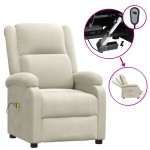 vidaXL Fotoliu de masaj electric, crem, catifea vidaXL Fotoliu de masaj electric, crem, catifea