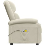 vidaXL Fotoliu de masaj electric, crem, catifea vidaXL Fotoliu de masaj electric, crem, catifea