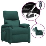 vidaXL Fotoliu rabatabil electric, verde închis, material textil vidaXL Fotoliu rabatabil electric, verde închis, material textil