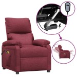vidaXL Fotoliu de masaj electric rabatabil, roșu vin, textil