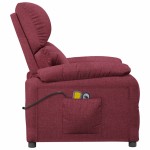 vidaXL Fotoliu de masaj electric rabatabil, roșu vin, textil