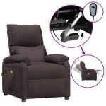 vidaXL Fotoliu de masaj electric, maro închis, material textil vidaXL Fotoliu de masaj electric, maro închis, material textil