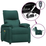 vidaXL Fotoliu de masaj electric, verde închis, material textil