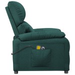 vidaXL Fotoliu de masaj electric, verde închis, material textil