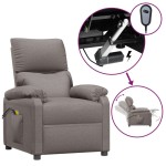 vidaXL Fotoliu de masaj electric rabatabil, gri taupe, textil vidaXL Fotoliu de masaj electric rabatabil, gri taupe, textil